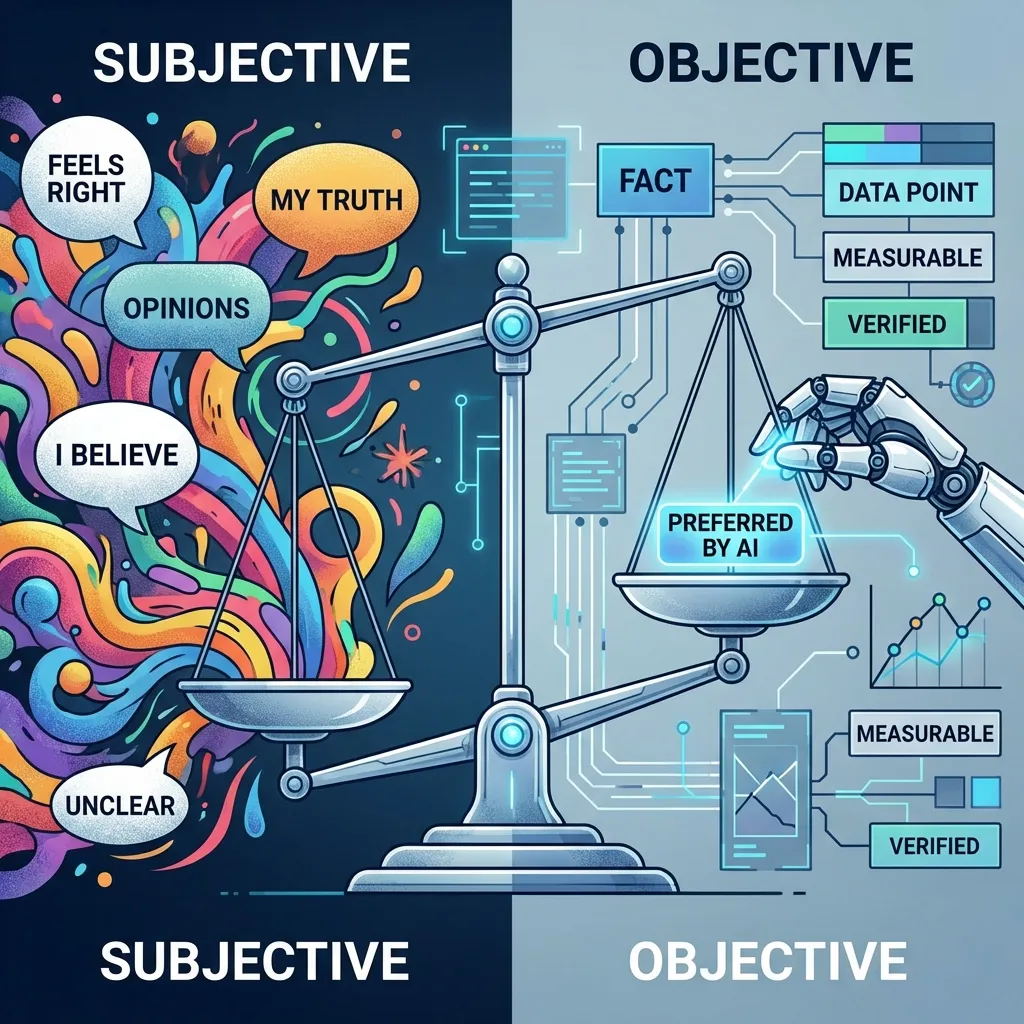 Subjectivity vs. Objectivity: Why Facts Rank Better in AI